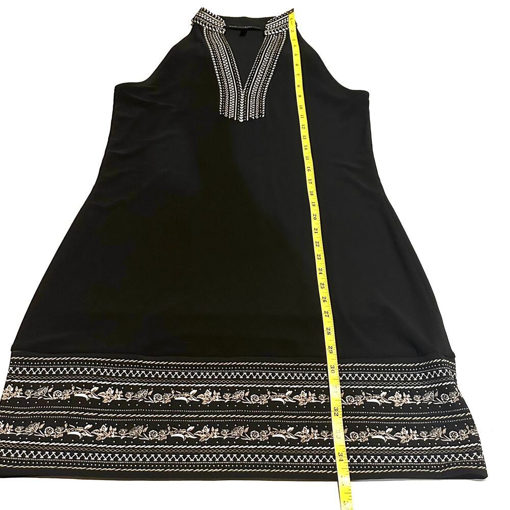 White House Black Market Black Halter Embroidered Neckline Dress Women's Medium - Picture 6 of 8
